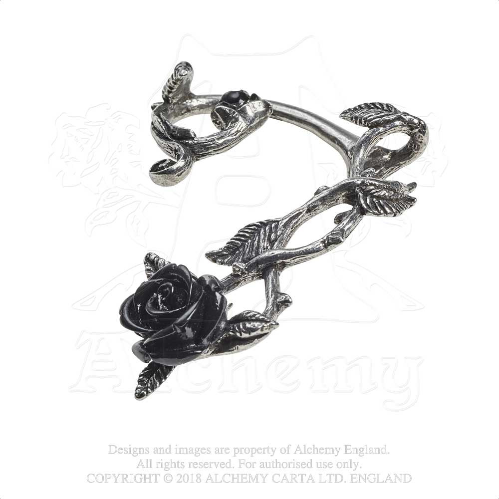 Alchemy - WILD BLACK ROSE Ear wrap - Silver coloured/Black